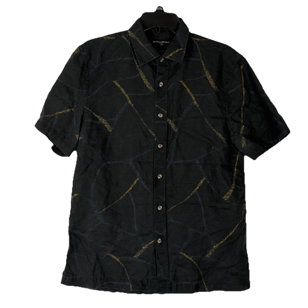 Banana Republic Slim Fit Linen Button Shirt S Short Sleeve Printed Beachy Summer